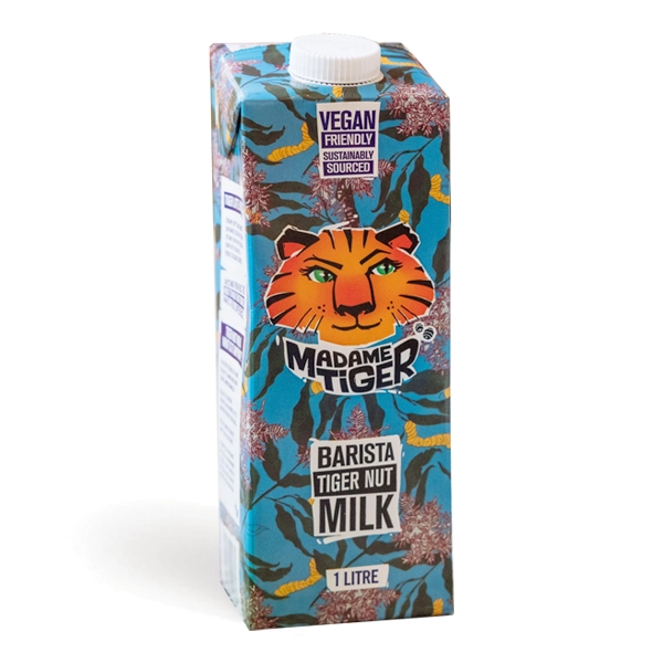 Madame Tiger Barista Tiger Nut is creamy, nutty and smooth. Their Barista Tiger Nut Milk is the plant milk you can count on to deliver a fiercely delicious coffee. Oh yeah baby it's foamable! Nah it won't go splitting on you when it hits the coffee. It sure has been tried and tested by some top-notch baristas and they seriously approve.